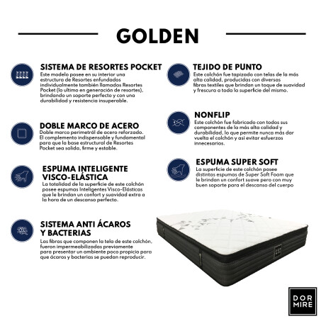 Colchón Modelo Golden de Resortes Pocket 2,00 x 2,00 - Super King