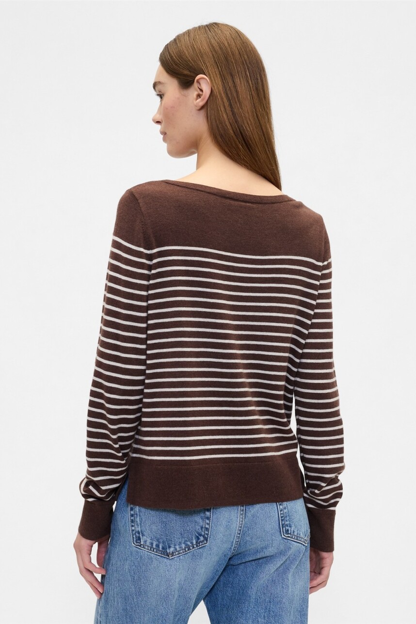 Buzo Cuello Bote A Rayas Mujer Vcc Deep Brown 226