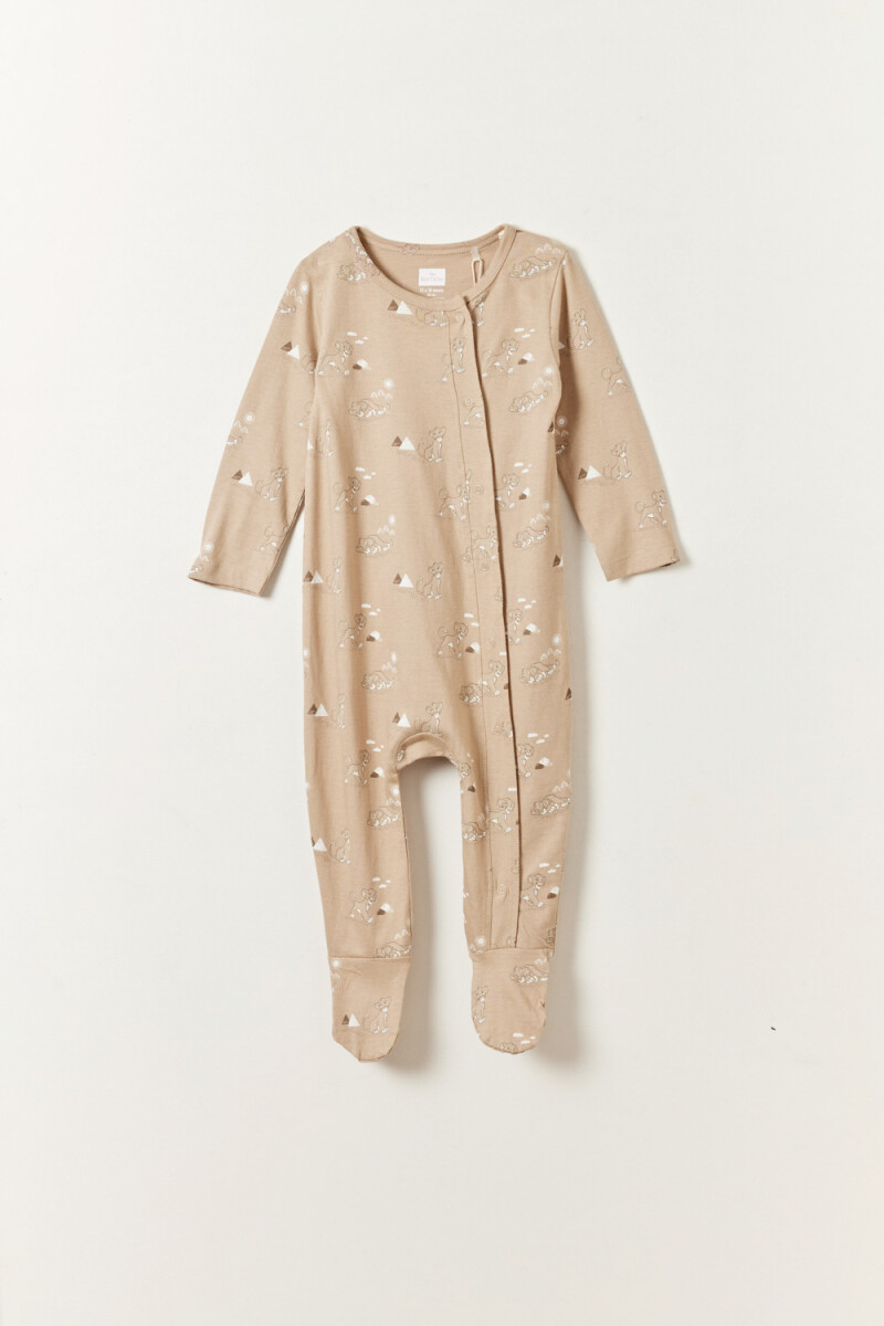 Pack x2 enterito pijama estampado Rey Leon Beige