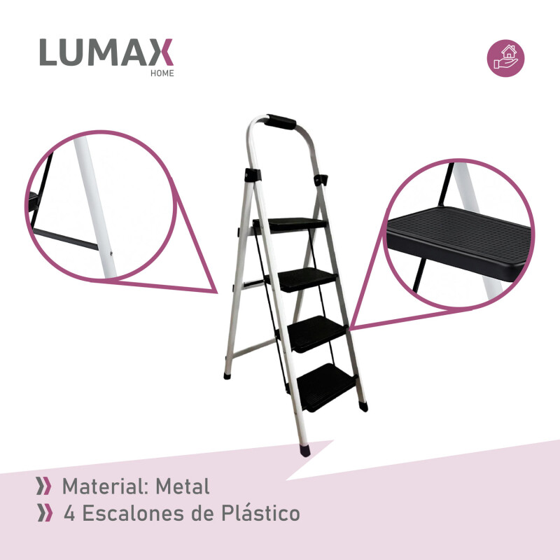 Escalera Tijera 4 Escalones De metal/plastico Negro/Blanco