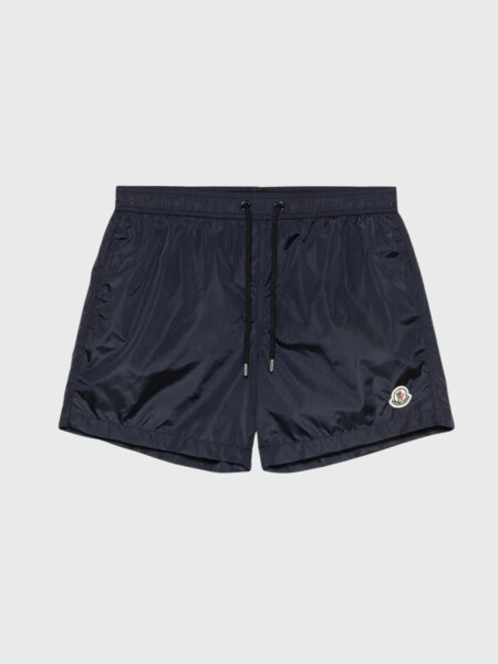 MONCLER - SHORT DE BAÑO CON CORDÓN Y PARCHE CON LOGO Azul Marino