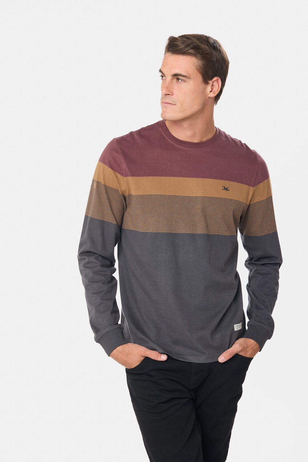 REMERA RAYADA Bordo