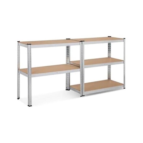 Estanteria Metalica con Estantes en MDF Estanteria Metalica con Estantes en MDF Plateada 180x90x40 cm