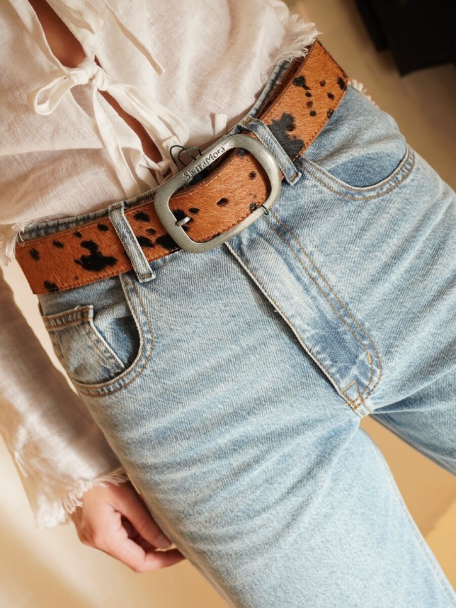 Print Belt - Camel / Plateado 