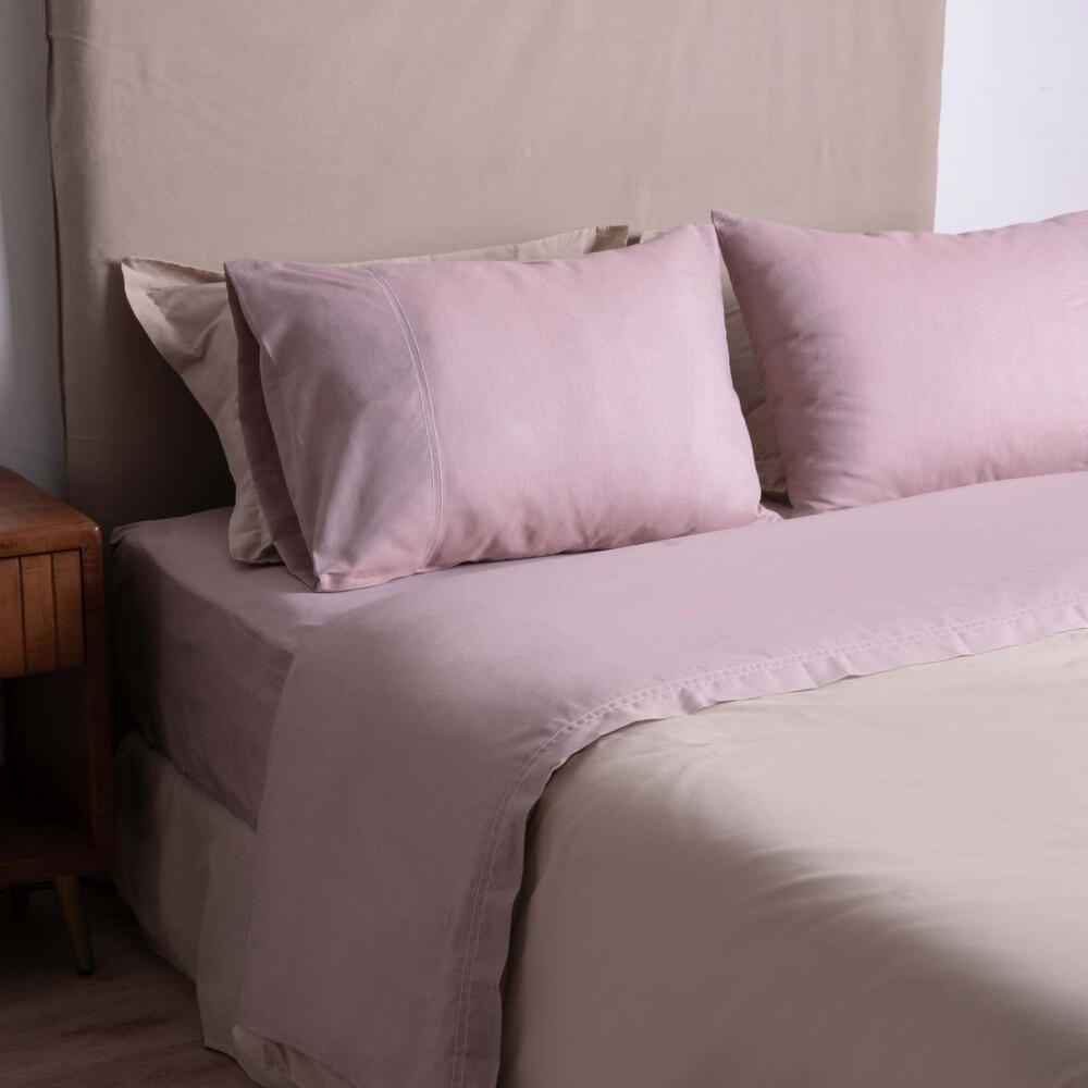 JGO. SÁBANAS 2 PLAZAS ALGODON-Y-POLIESTER NATURAL-BEIGE CHAMBRAY CRUDO