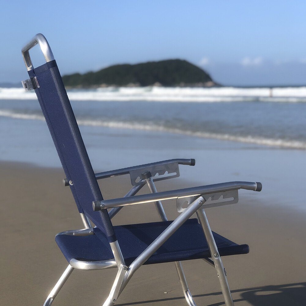 Sillón reclinable en aluminio King, 140 kg súper resistente AZUL MARINO