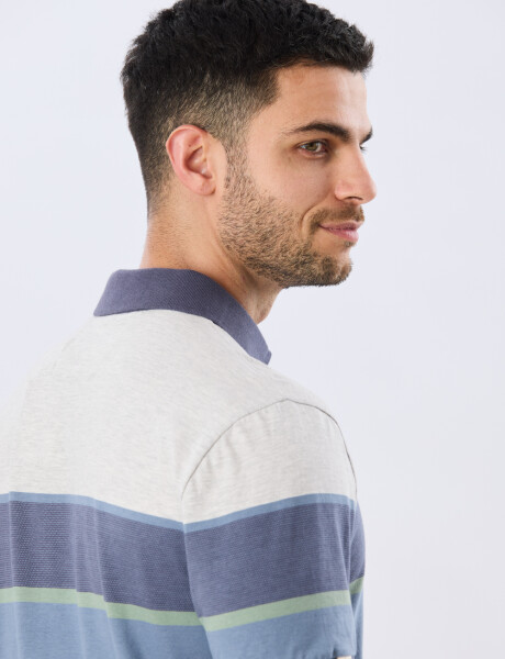 REMERA POLO RAYADA JERSEY Gris
