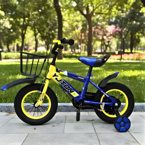 Bicicleta Infantil Yjtong R12 Canasto Parrilla Guardabarros Azul 1
