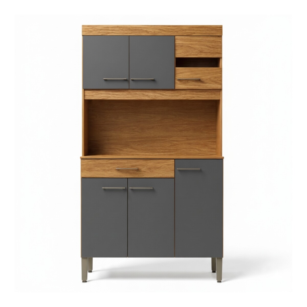 KIT DE COCINA ALACENA COMPACTA ARMARIO APARADOR - 6 PUERTAS 1 CAJÓN - GRIS 