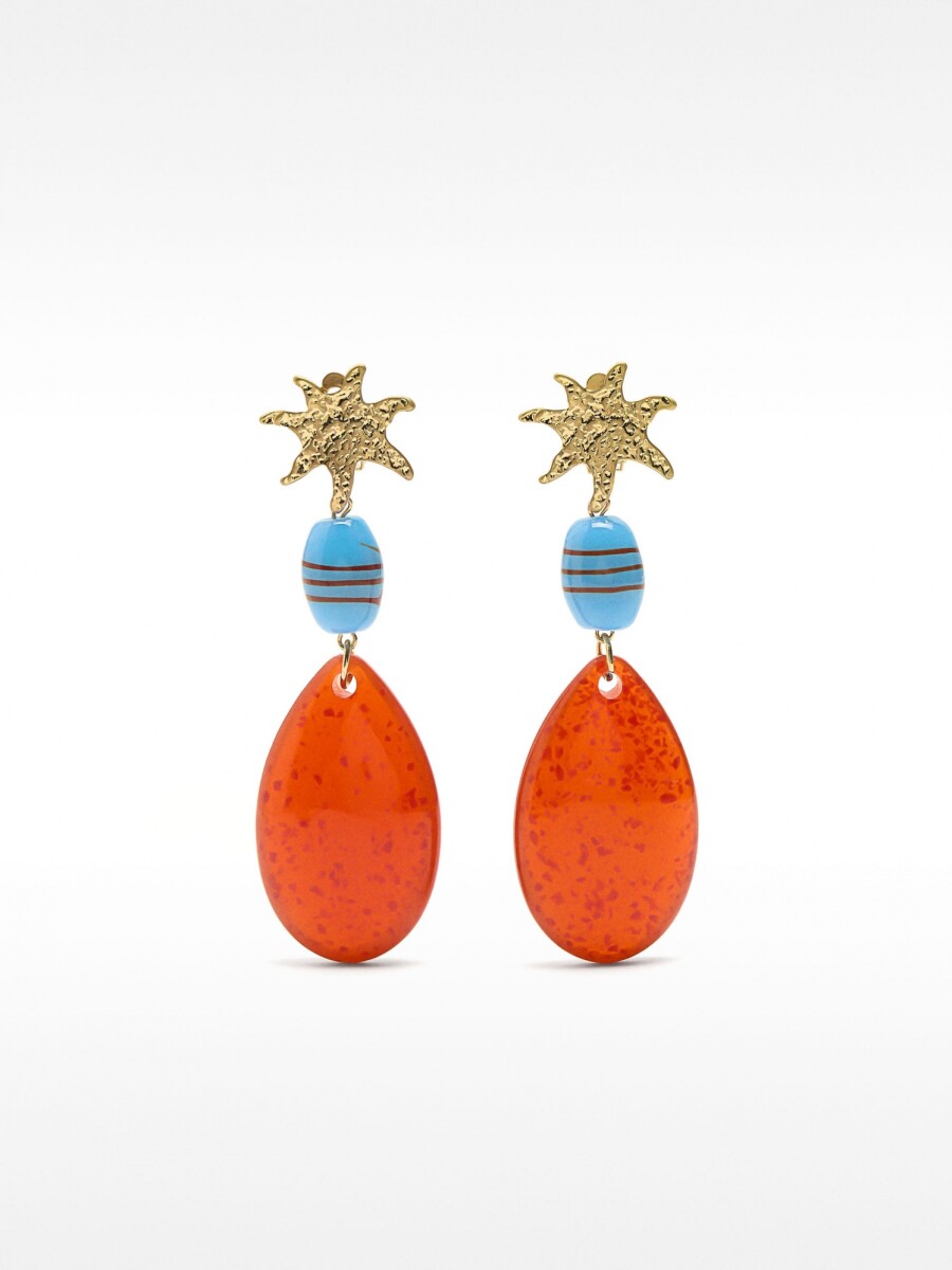 Pendientes Largos Con Estrella multicolor