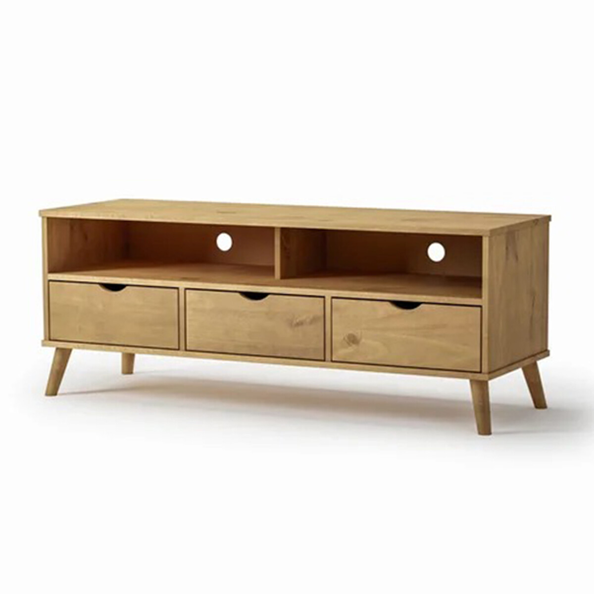 RACK APARADOR PARA TV 3 CAJONES - MADERA MACIZA - Color madera 