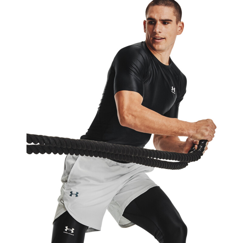 UA HG IsoChill Comp SS-GRY BLK-001