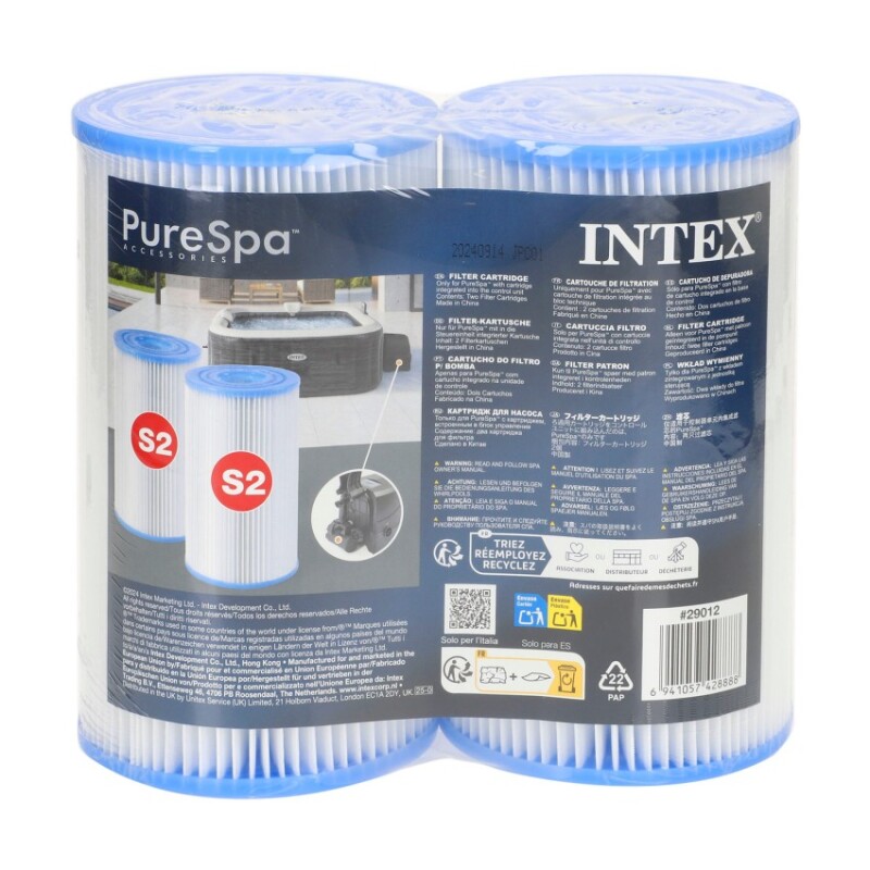 INTEX PACK 2 FILTROS S2 REPUESTO JACUZZI SPA Intex Pack 2 Filtros S2 Repuesto Jacuzzi Spa