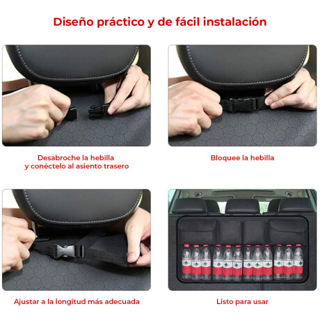 Organizador De Auto Para Respaldo Varios Compartimentos Negro