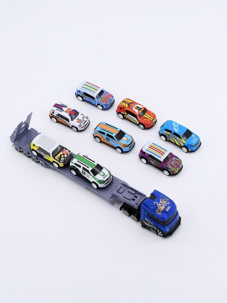 CAMION CON AUTOS SET x 7 MULTICOLOR
