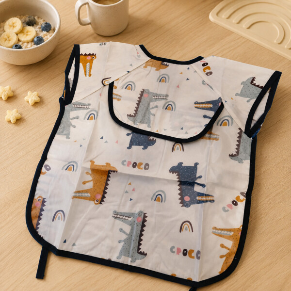 Babero Tipo Polera Impermeable para Bebé con Bolsillo Blanco 1