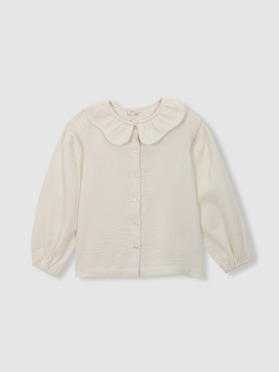 Blusa Nido De Abeja Blanco Roto