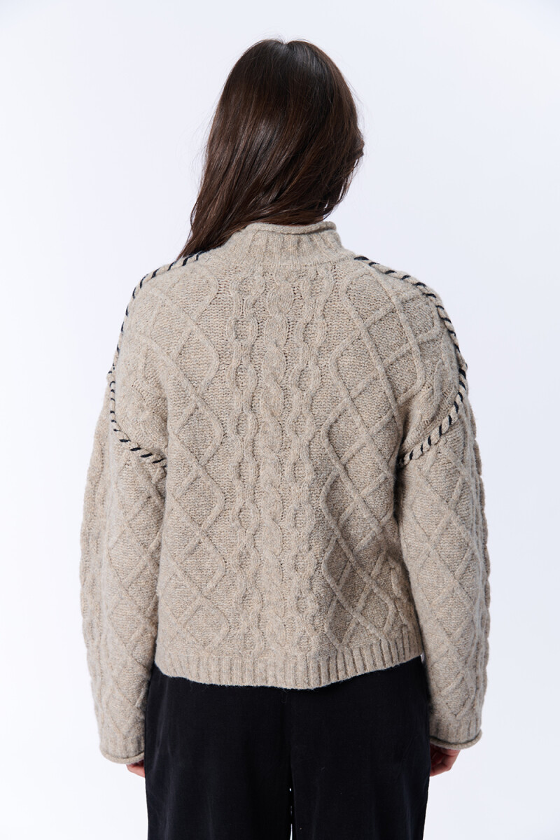 Polera de punto detalle pespunte Visón