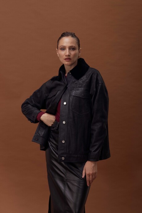 CHAQUETA JEANERA SINONA NEGRO GASTADO