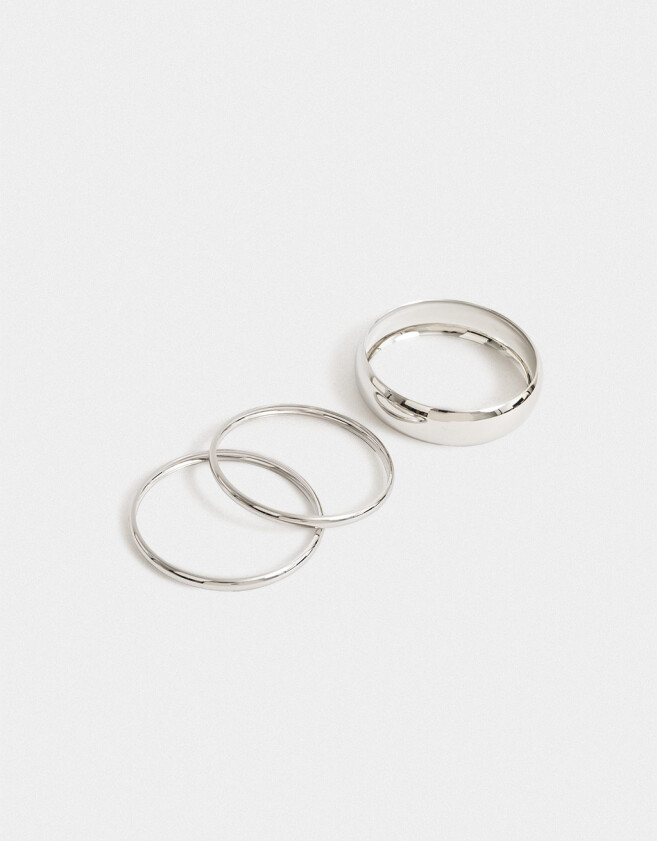 Pulseras Rígidas Sets De metal Set De Pulseras Rígidas Plateadas - Plateado