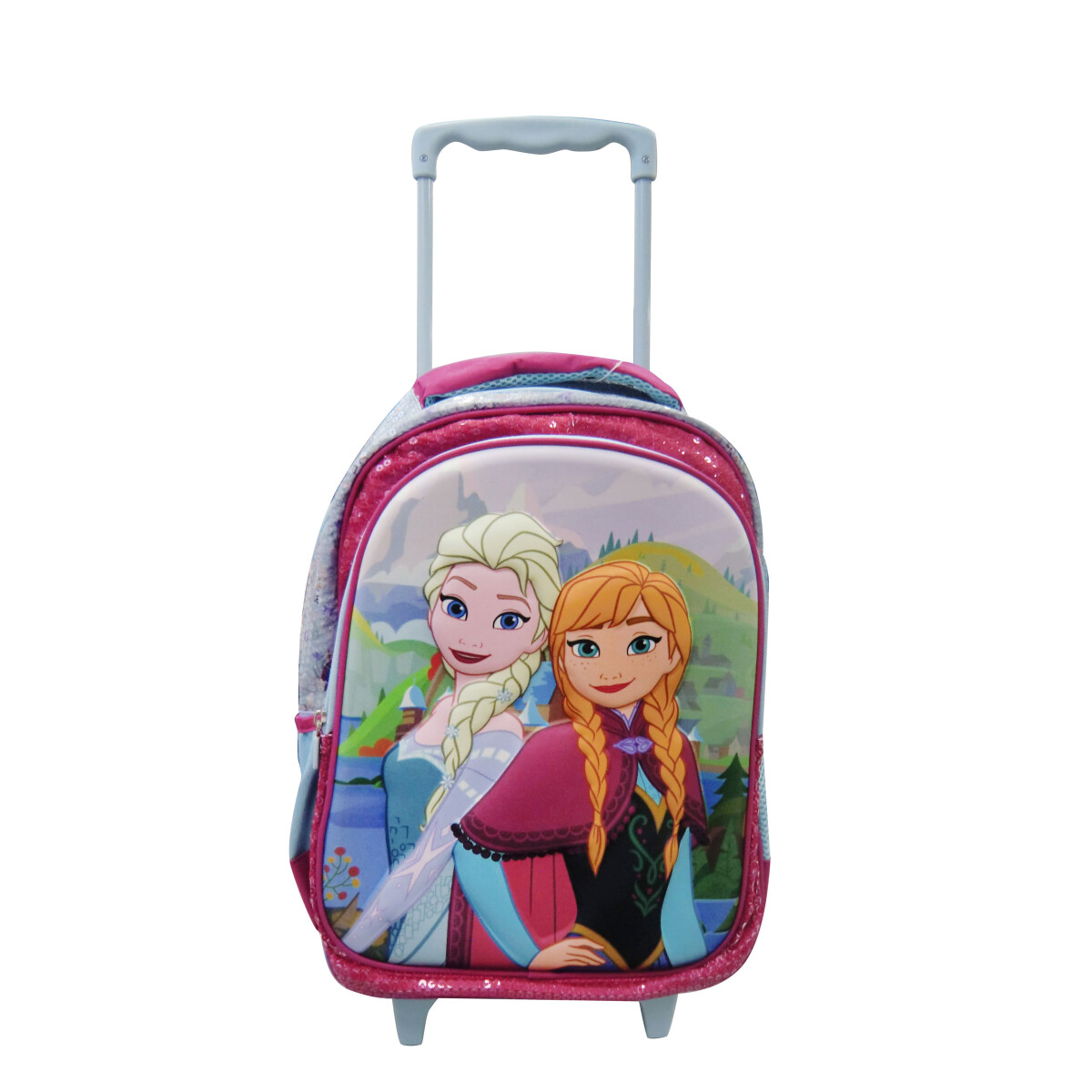 Mochila Disney Frozen con rueditas - Celeste - Bordó 