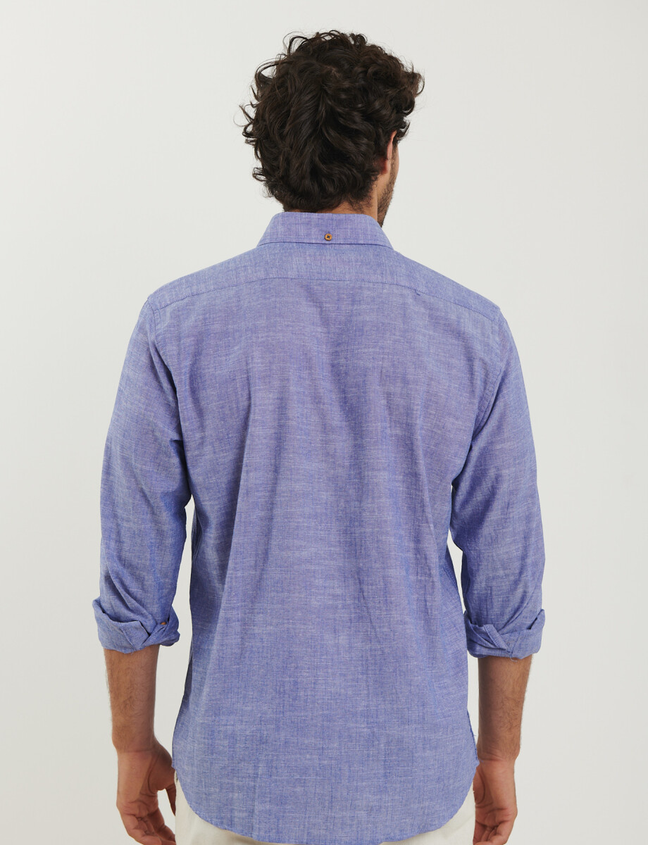 012502 CAMISA HARRINGTON LABEL Azul Piedra Melange
