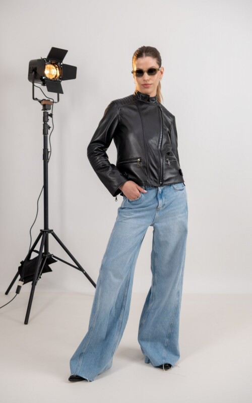 Chaqueta de cuero Dubai Negro