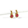 Caravanas Rubí Lágrima de oro- Oro bajo - Rubí y zirconias- CA8129 conpiedra