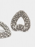 Pendientes Maxi De Corazones Con Cristales plateado