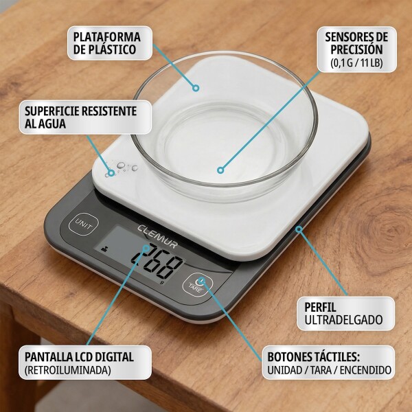 Balanza Digital de Cocina IMBACK con Precisión 1g a 5kg Compacta Moderna Color Negro Balanza Digital de Cocina IMBACK con Precisión 1g a 5kg Compacta Moderna Color Negro