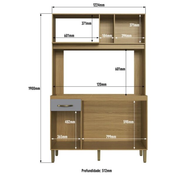 COCINA COMPACTA 4 PUERTAS 1 CAJON 1.22 MT - IPE/GRIS COCINA COMPACTA 4 PUERTAS 1 CAJON 1.22 MT - IPE/GRIS