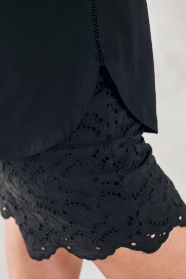 Remera Algodon Peinado Negro