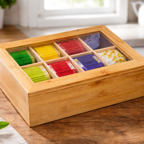 Caja de té de bambú 6 compartimentos - 24x16x7cm Sc