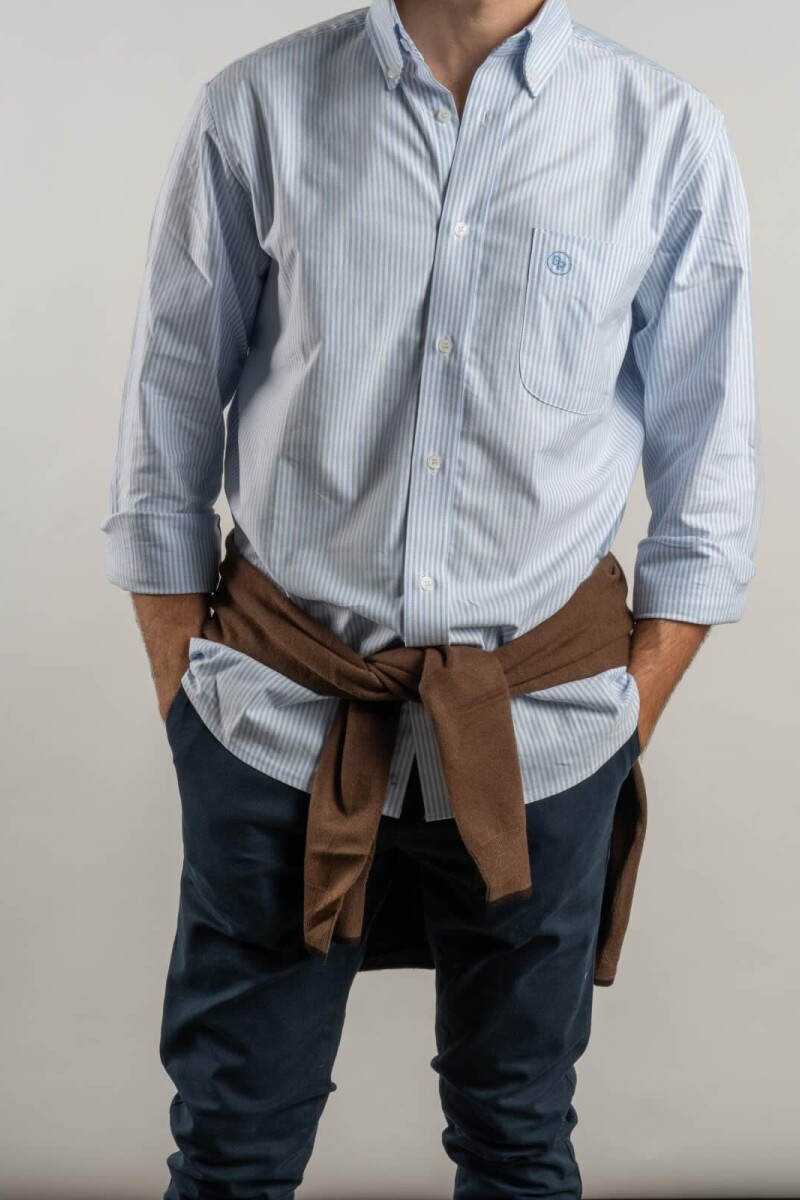 Camisa Oxford Rayada Brixton Azul