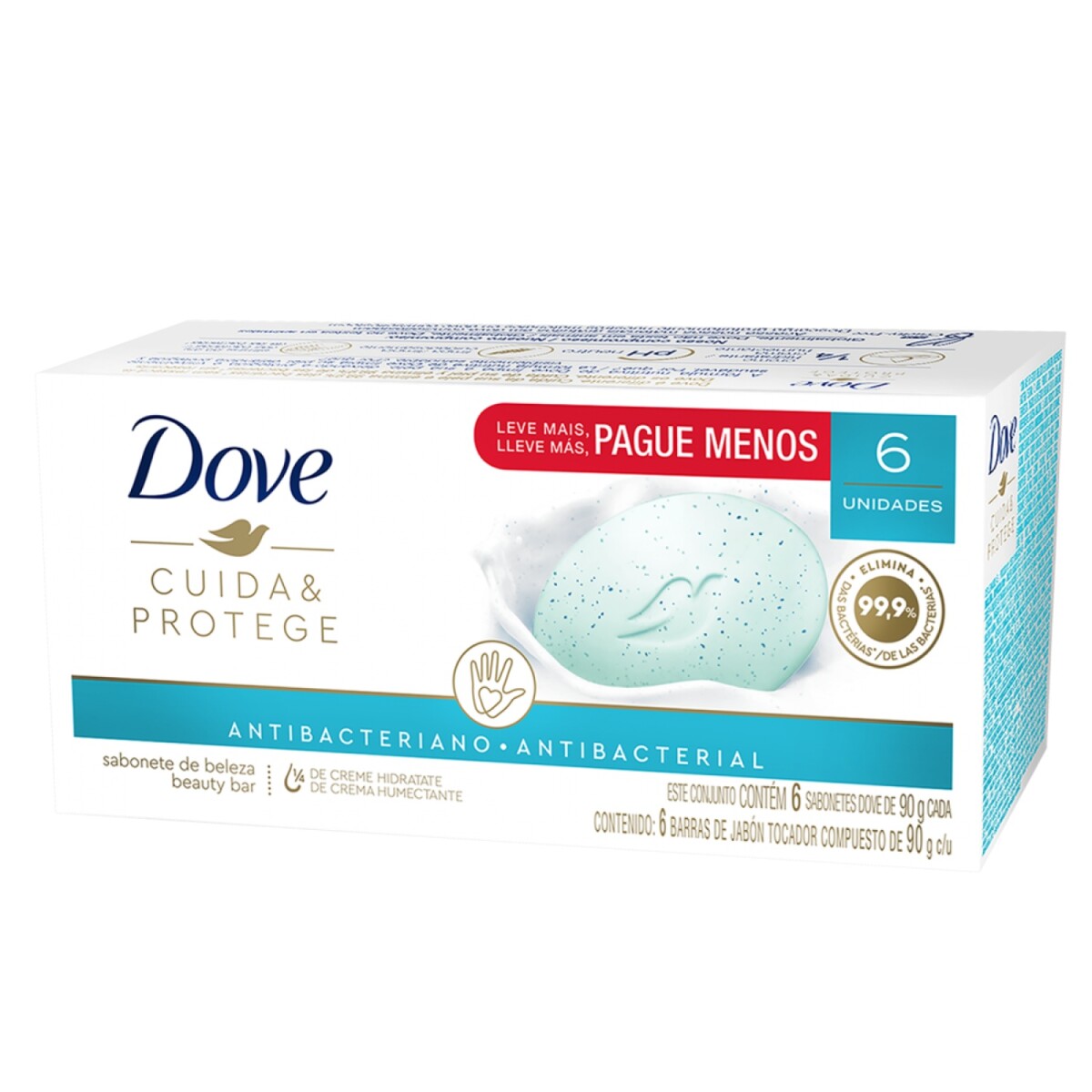 Pack Jabón Dove Cuida y Protege 90g 6 Unidades 
