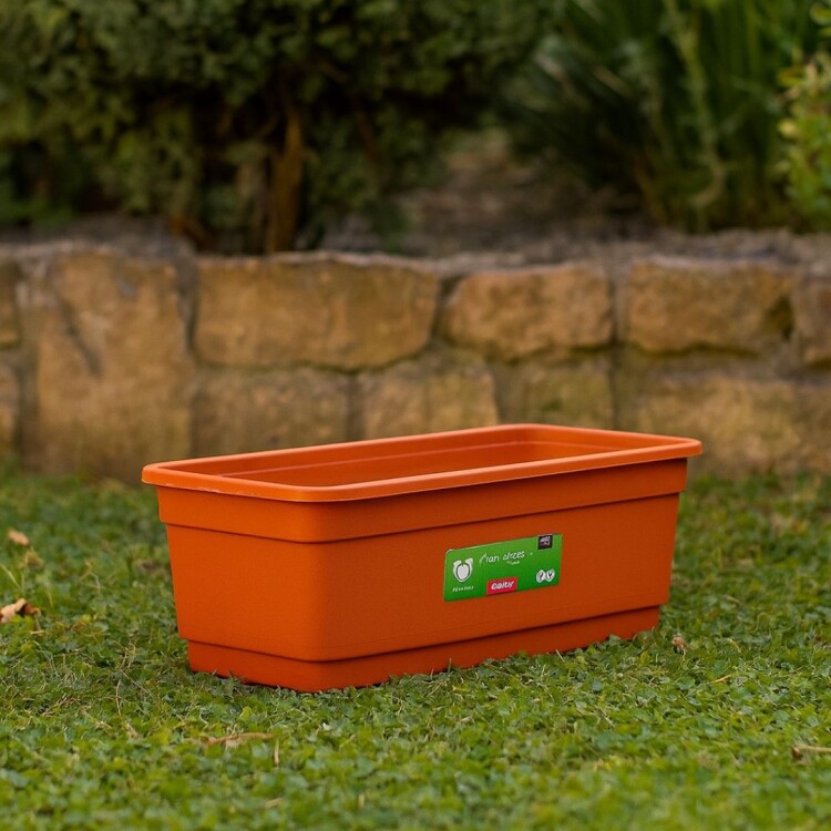 MACETA JARDINERA RECTANGULAR 8LTS 45X16X12CM TERRACOTA