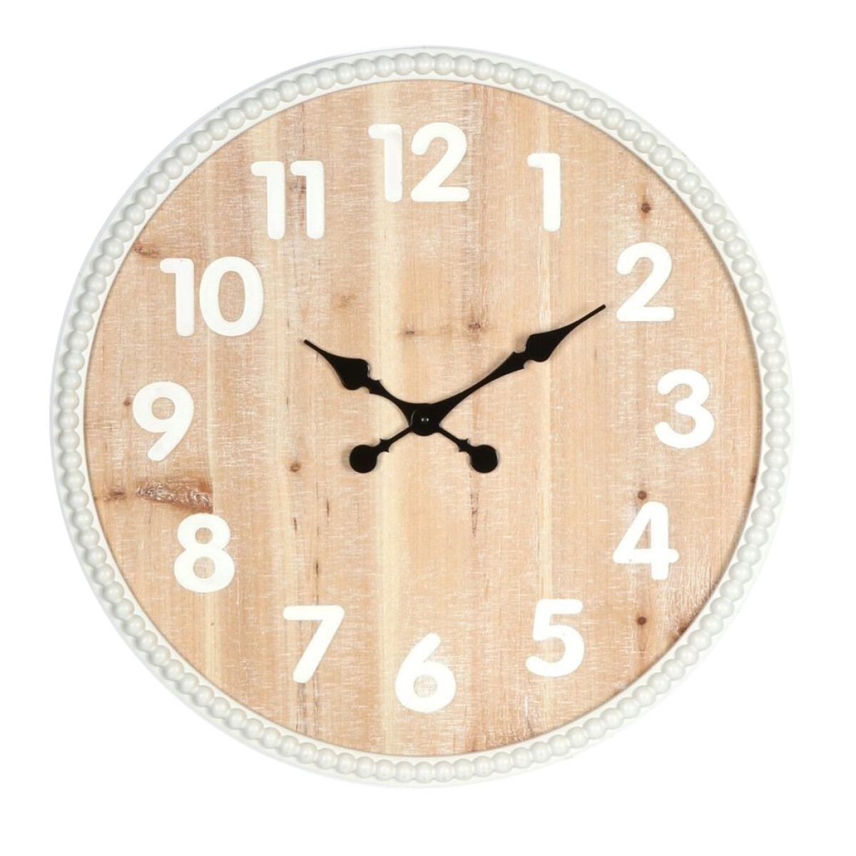 RELOJ DE PARED MDF 60X60X4.5CM MADERA C/BORDE BLANCO 