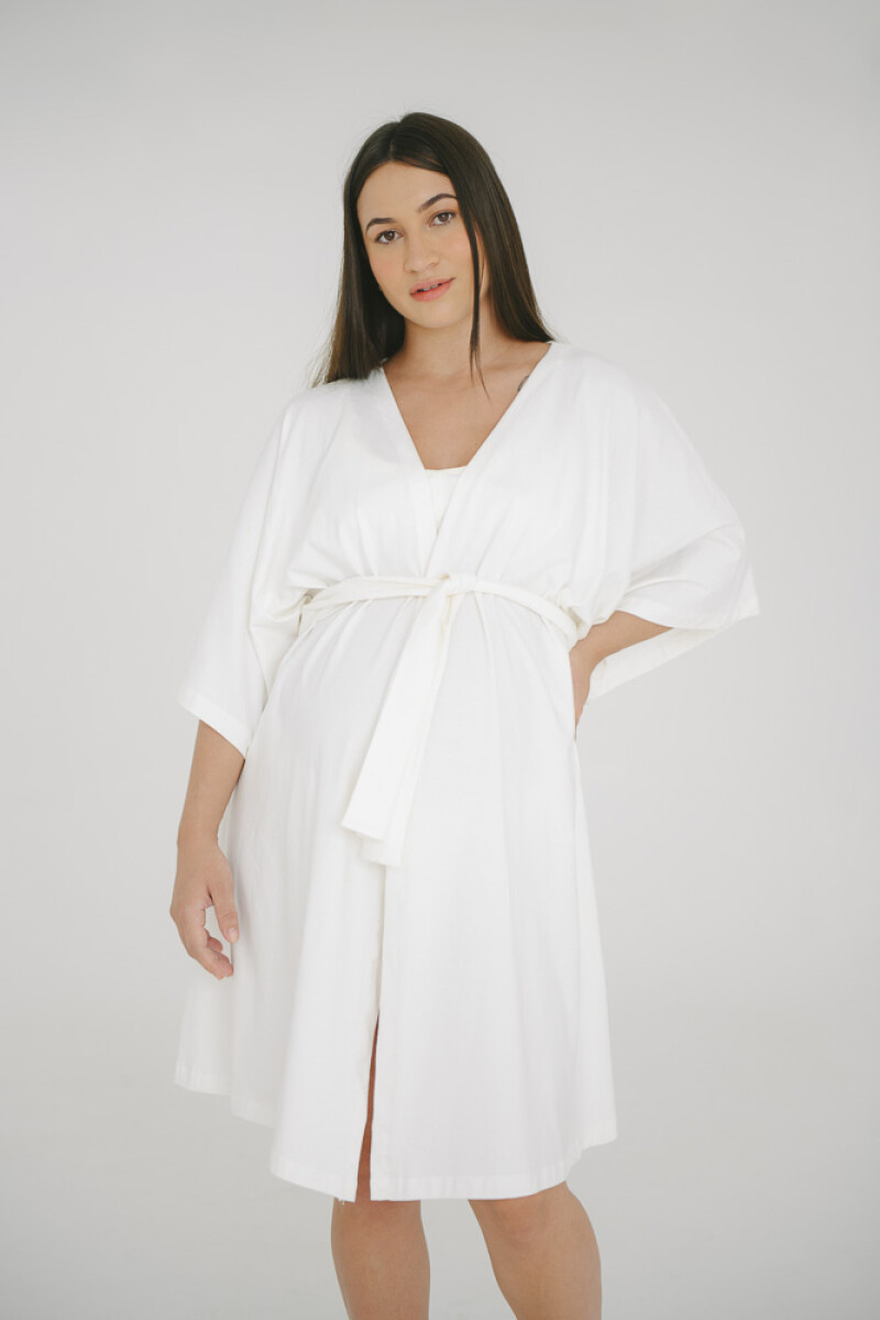 Pack Maternal Aurora – Camisón de Algodón + Bata | Hecho en Uruguay Crema