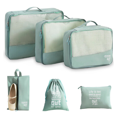 Set X6 Organizadores de Equipaje Valija Mochila Ropa p/Viaje Verde