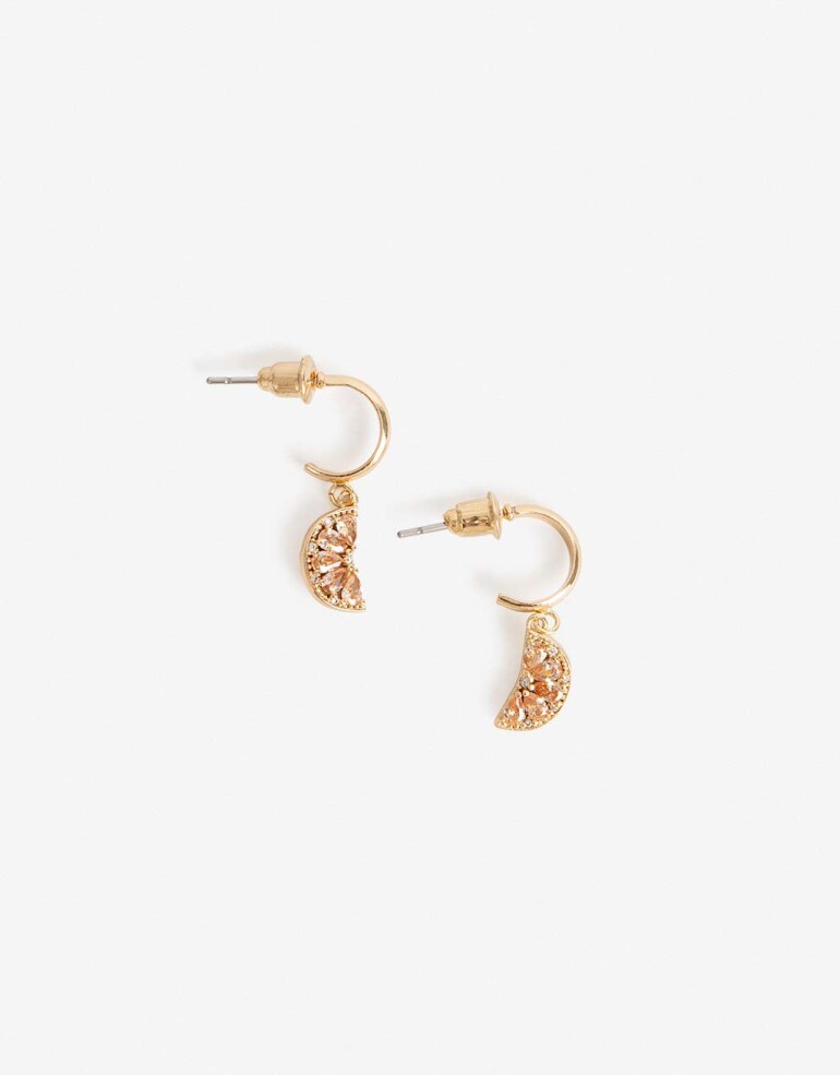Aros Argollas Cubic zirconia Aros Argolla Frutas Cubic Zirconia - Dorado