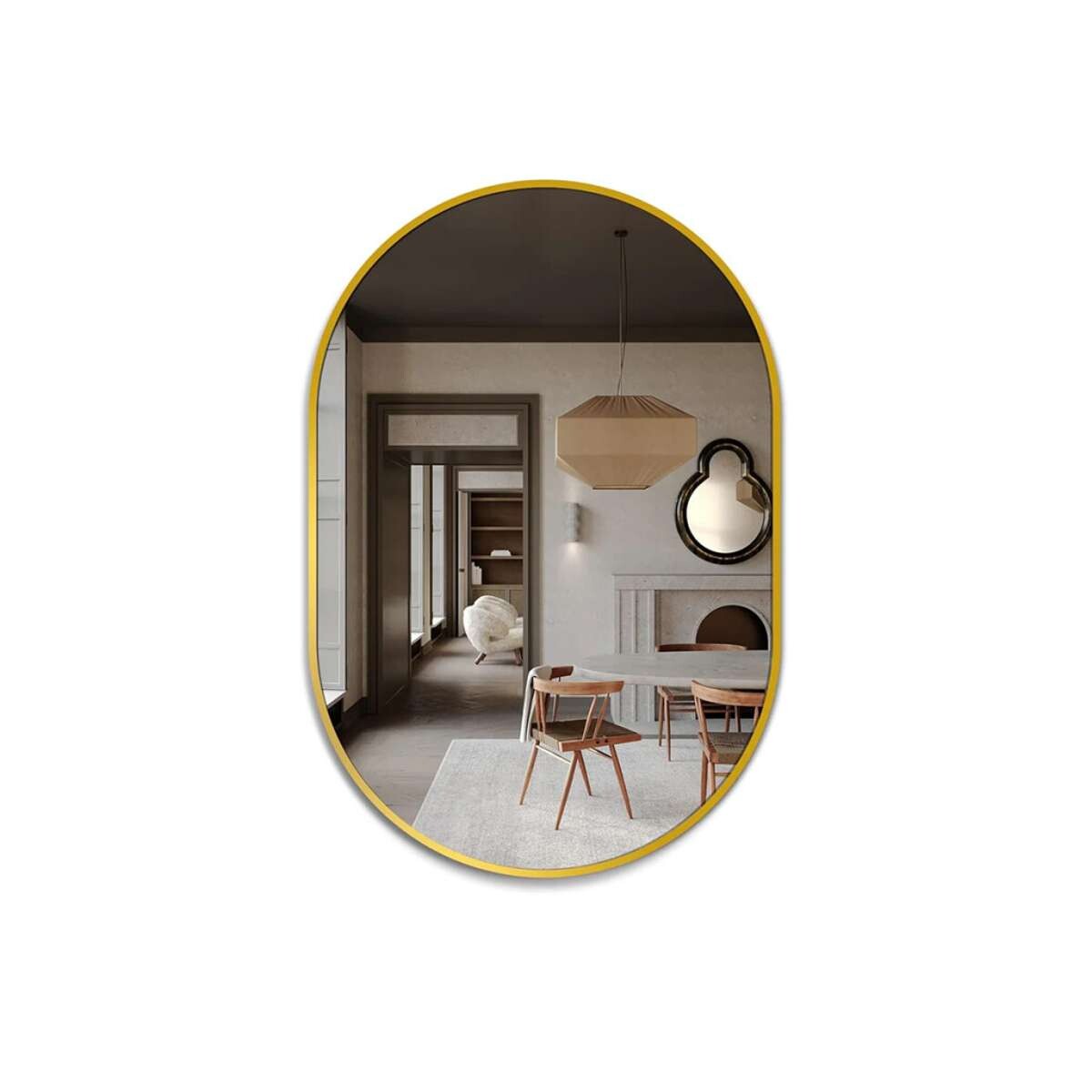 Espejo ovalado de pared - Dorado 
