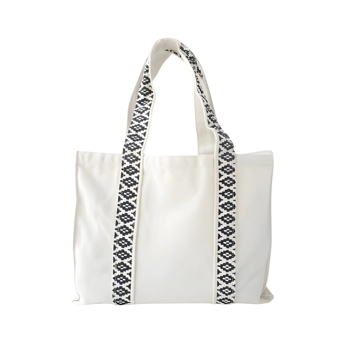 Bolso multiuso de tela negro y blanco Tote bag - Blanco 