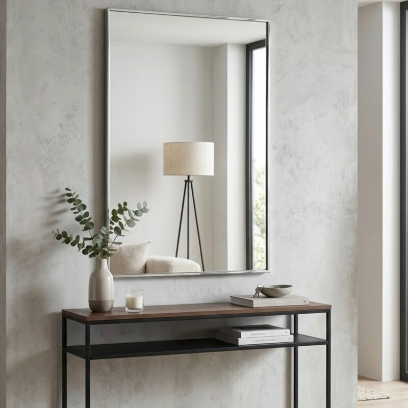 ESPEJO C/MARCO PLATA 60X90CM Unica