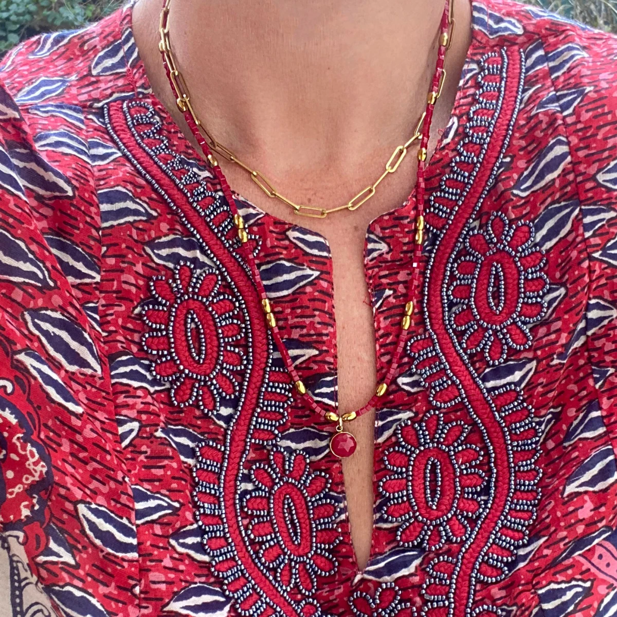 Collar FRESA en acero y cristales 