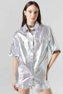Soho Metallic Linen Shirt Plata