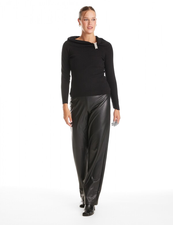 Buzo Aplique Perlas NEGRO