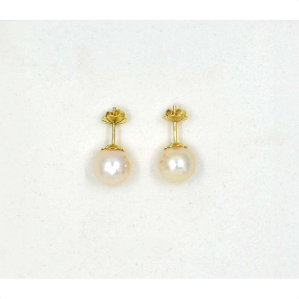 9 mm Caravanas Oro 18 K Y Perlas De Cultivo De 9 Mm 9 mm Caravanas Oro 18 K Y Perlas De Cultivo De 9 Mm