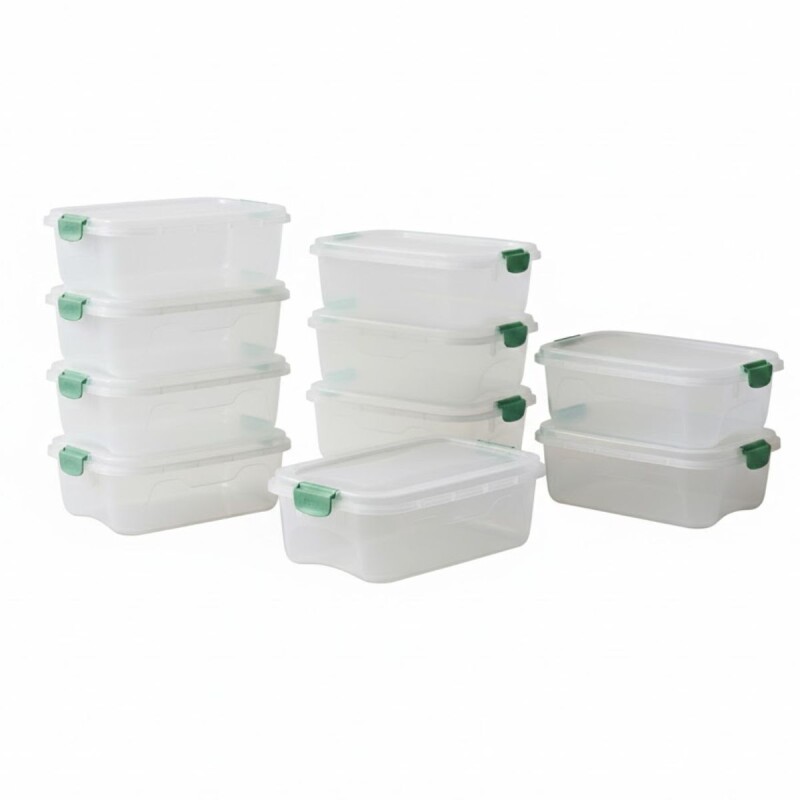 Set x10 Cajas organizadoras 6 lts de plástico reforzada TRANSPARENTE