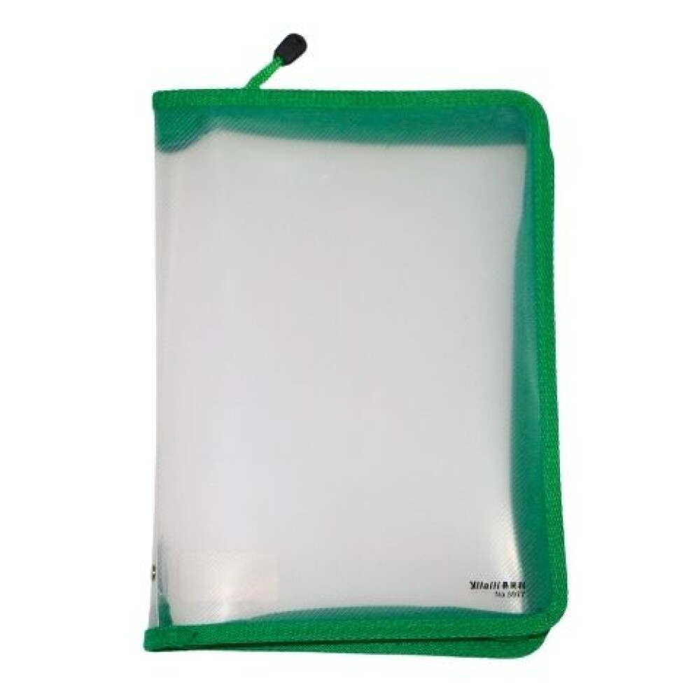 SOBRE YIL CON CIERRE DE COLOR B5 5977 TAPA TRANSPARENTE COLOR VERDE