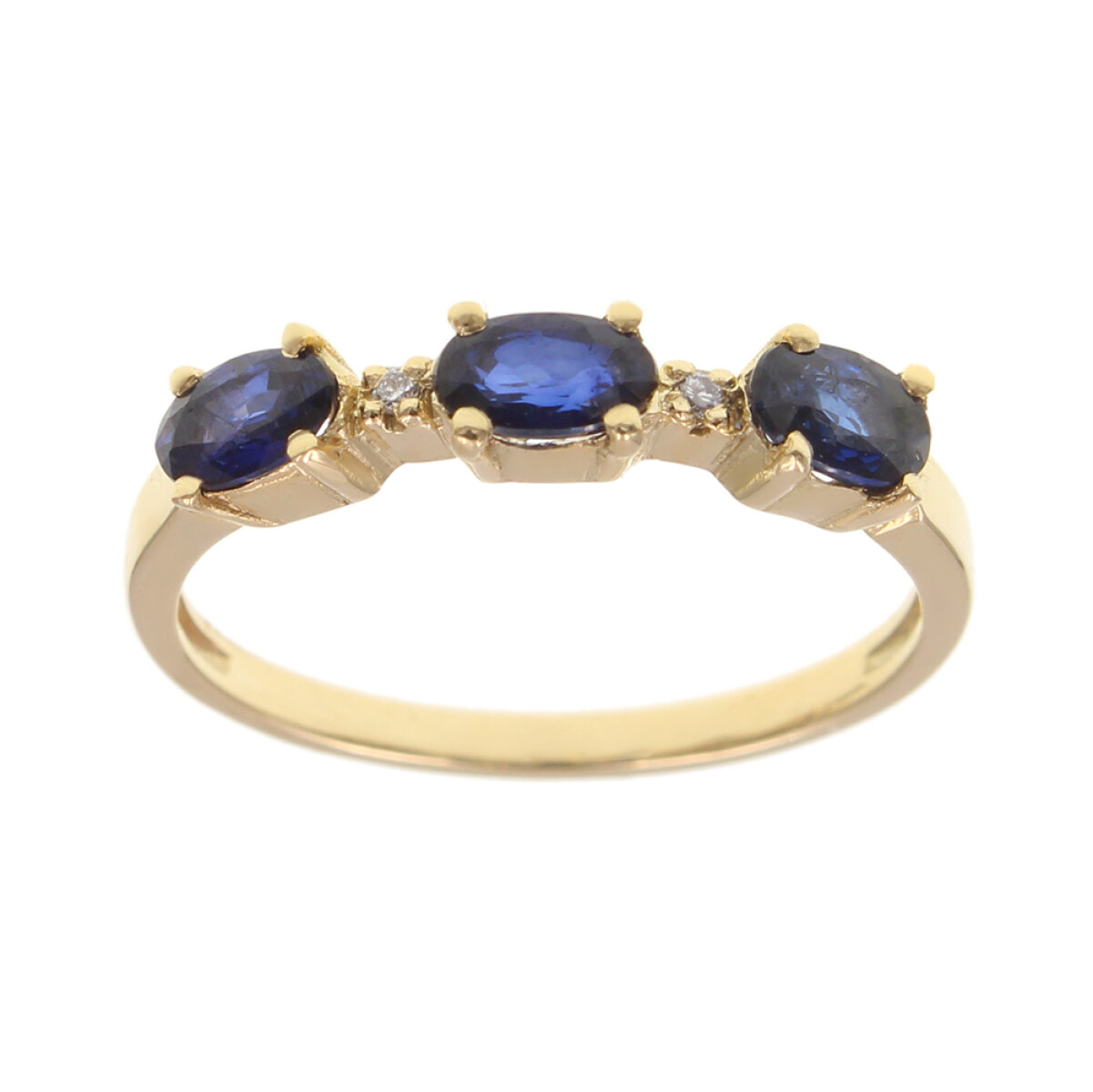 Anillo de oro amarillo 18k con zafiros y brillantes N8902 